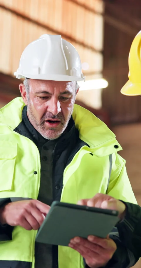 Construction team, tablet and engineer planning at site for development Stock Footage 348128279