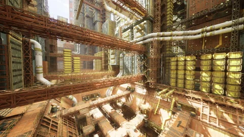 Construction teams coordinate safety checks and structural enhancements here Stock Footage 341562403