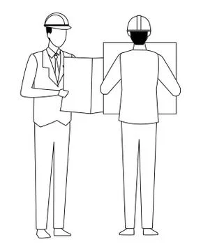 Construction teamwork avatar in black and white Stock Illustration
