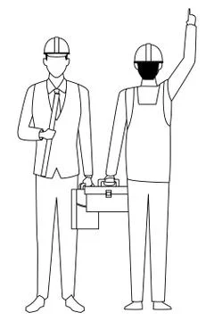Construction teamwork avatar in black and white Stock Illustration