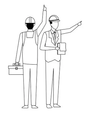 Construction teamwork avatar in black and white Stock Illustration