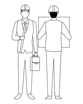 Construction teamwork avatar in black and white Stock Illustration