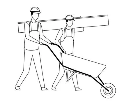 Construction teamwork avatar in black and white Stock Illustration