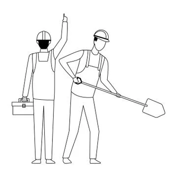 Construction teamwork avatar in black and white Stock Illustration