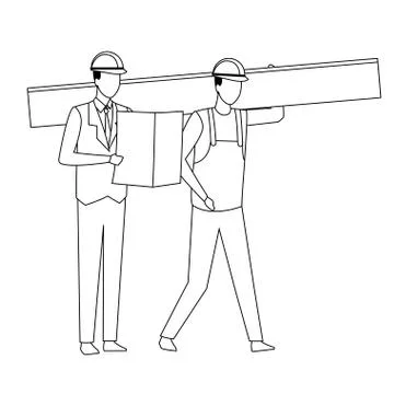 Construction teamwork avatar in black and white Stock Illustration