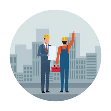 Construction teamwork avatar Stock Illustration