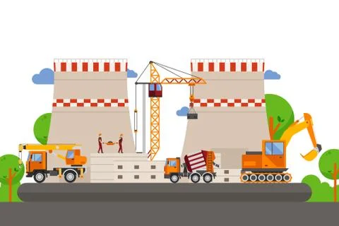 Construction technic, building production vector illustration. Loading crane Stock Illustration