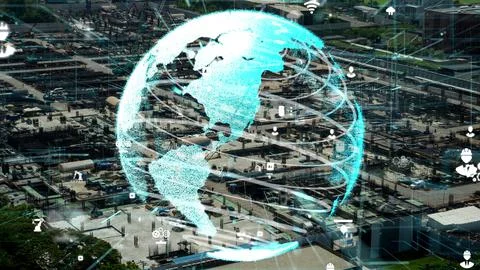 Construction technology concept with alteration graphic over construction site Photos