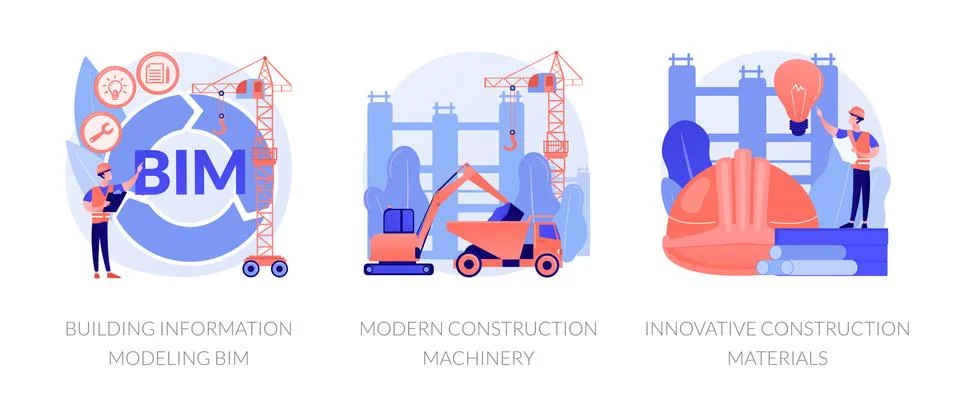 Construction technology innovation abstract concept vector illustrations. Ilustración de archivo