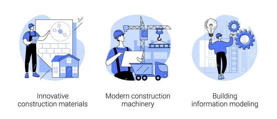 Construction technology innovation abstract concept vector illustrations. Ilustración de archivo