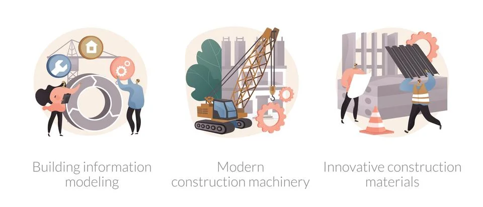 Construction technology innovation abstract concept vector illustrations. Stock Illustration