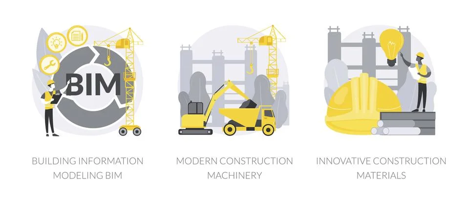 Construction technology innovation abstract concept vector illustrations. Ilustración de archivo