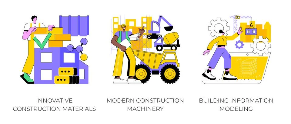 Construction technology innovation abstract concept vector illustrations. Ilustración de archivo