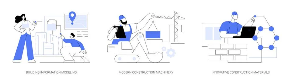 Construction technology innovation abstract concept vector illustrations. Ilustración de archivo
