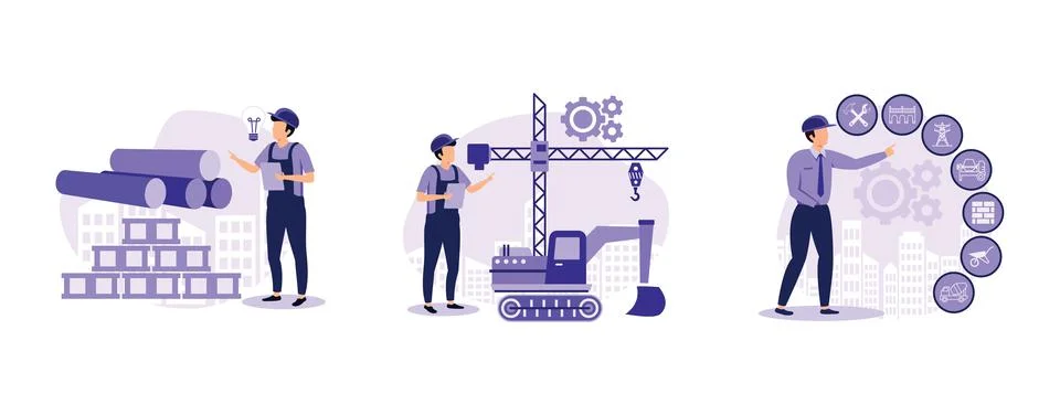 Construction technology innovation. Innovative construction materials, modern Stock Illustration
