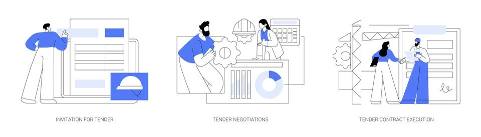 Construction tender abstract concept vector illustrations. Stock Illustration