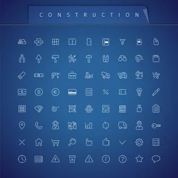 Construction Thin Icons Set Stock Illustration
