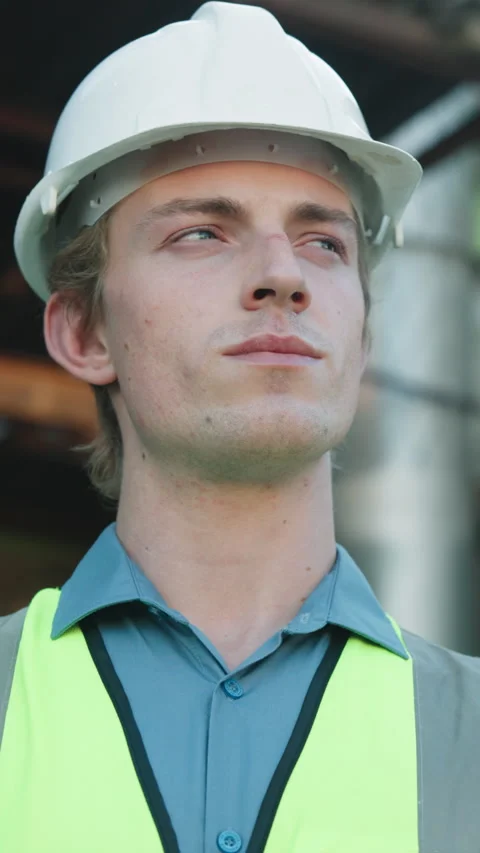 Construction, thinking or man outdoor with observation, review or reflection in Stock Footage 343815724