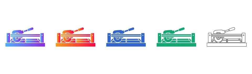 Construction Tile Saw Tool Vector Icons Stock Illustration