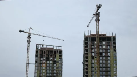 Construction timelapse building timelapse crane crane sky city Stock Footage 176391673