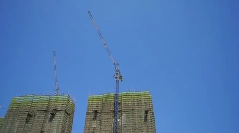 Construction Timelapse. Tower Cranes 01 Stock Footage 11145310