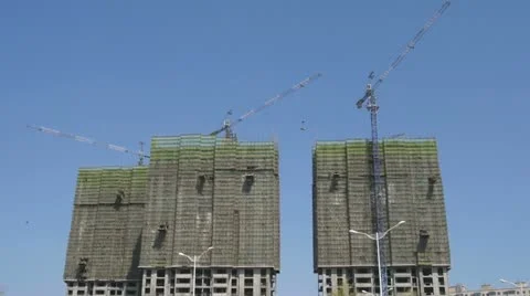 Construction Timelapse. Tower Cranes 03 Stock Footage 11148421