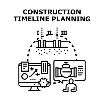 Construction timeline planning and project management on screen Stock Illustration