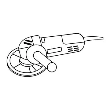 Construction tool grinder, black outline on a white background, vector Stock Illustration