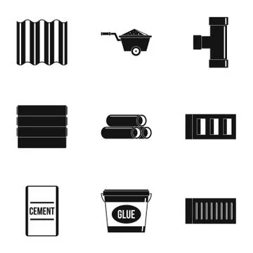 Construction tool icon set, simple style Stock Illustration