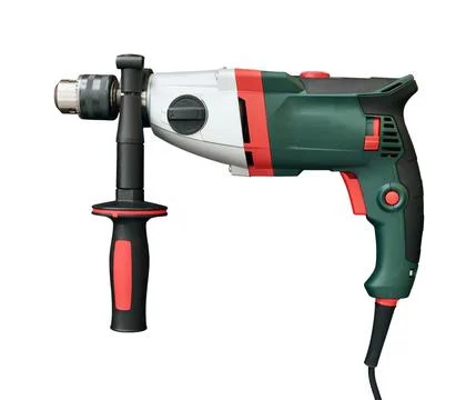 Construction tool, power percussion drill isolated on white background Stock Photos