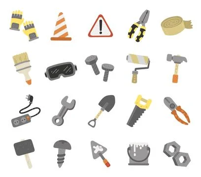 Construction tool set in scandinavian style Stock Illustration