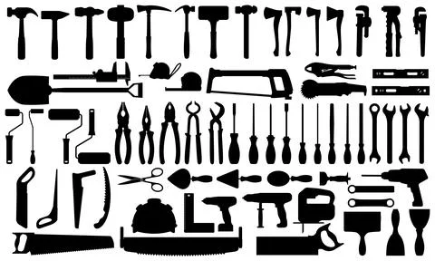Construction tool silhouette set Stock Illustration