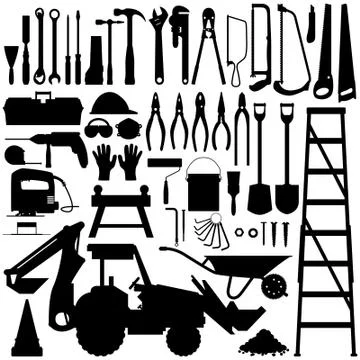 Construction Tool Silhouette Vector Illustrazione stock