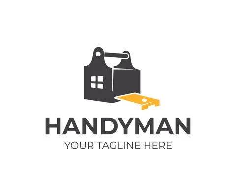Construction, toolbox, pocket measure measuring tape and home with window Stock Illustration