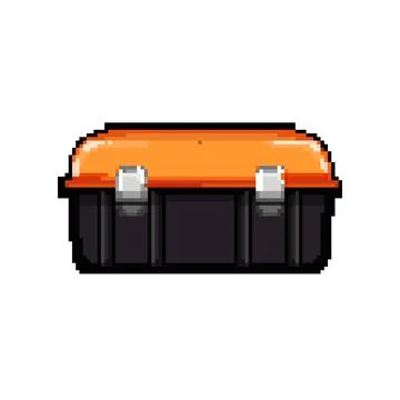 Construction toolbox repair pixel art vector illustration Stock Illustration