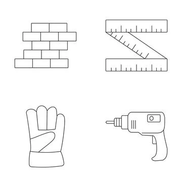 Construction tools and building materials line icons Ilustración de archivo