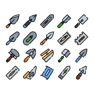 Construction tools and building worker equipment icons Stockillustratie