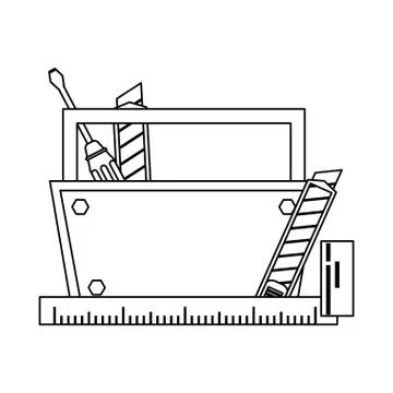 Construction tools and elements black and white 스톡 일러스트