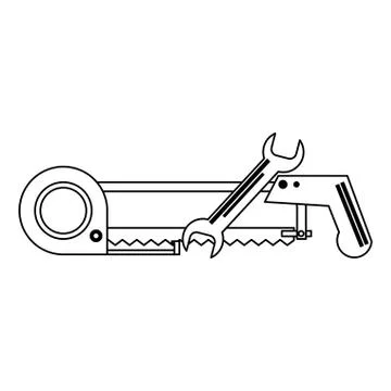 Construction tools and elements black and white Stock Illustration