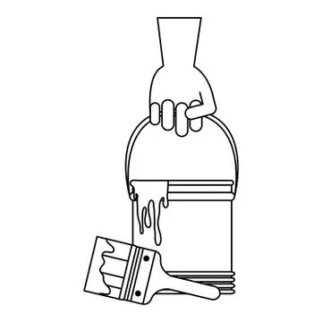 Construction tools and elements black and white Stock Illustration