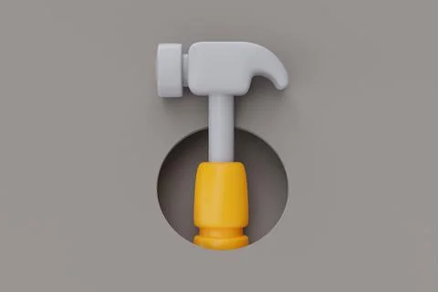 Construction tools and equipment, hammer isolated on grey background, labor d Stock Illustration