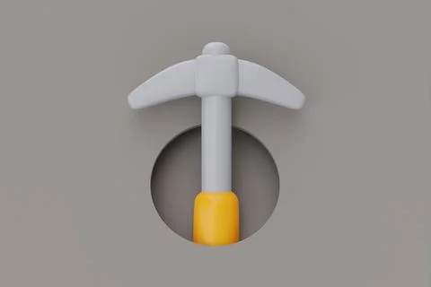 Construction tools and equipment, Pickaxe isolated on grey background, labor  Stock Illustration