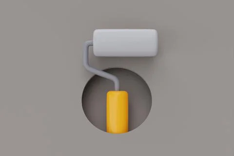 Construction tools and equipment, sponge roller isolated on grey background,  Stock Illustration