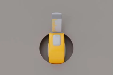 Construction tools and equipment, Tape measure isolated on grey background, l Stock Illustration