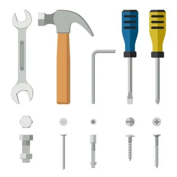Construction tools and fixing. Stock Illustration
