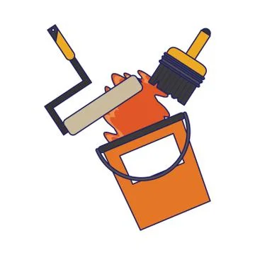 Construction tools and repair equipment blue lines Stock Illustration