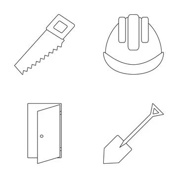 Construction tools and safety equipment line icons Stock Illustration