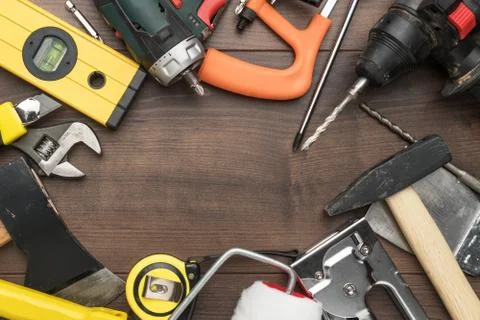 Construction tools background Stock Photos