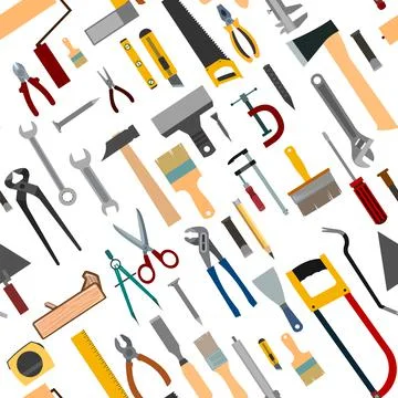 Construction tools. Background. For work as a painter, carpenter, builder, ha Stock Illustration