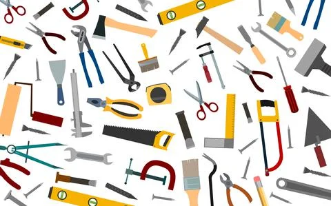 Construction tools. Background. For work as a painter, carpenter, builder, ha Stock Illustration